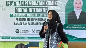 Nindy Devitasari, M.Kom menjadi narasumber terkait Pelatihan Pembuatan Komik Digital Interaktif. Foto: PBSI